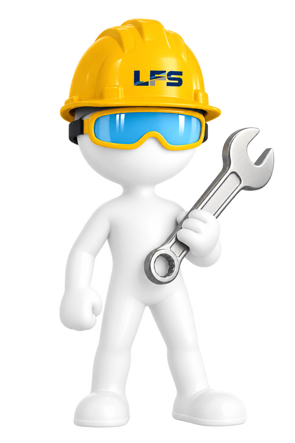 Mascotte LFS avec casque et clé de mécanicien
